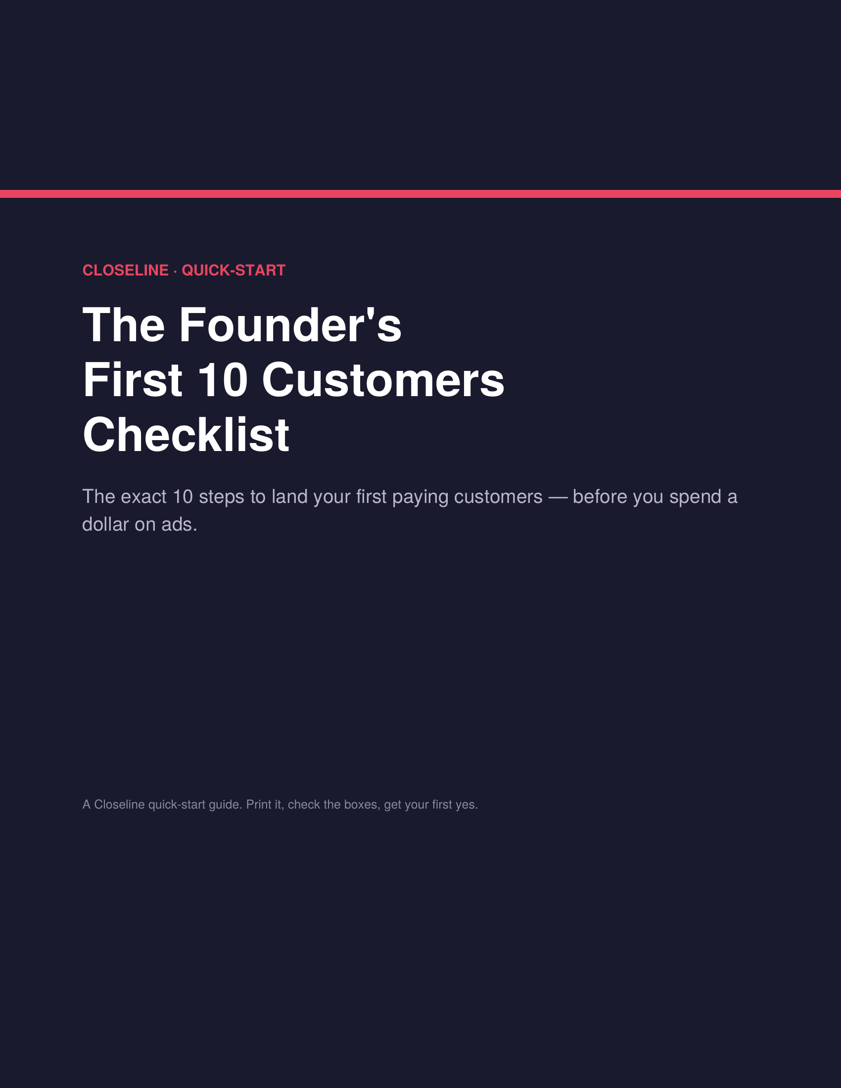 The Founder's First 10 Customers Checklist